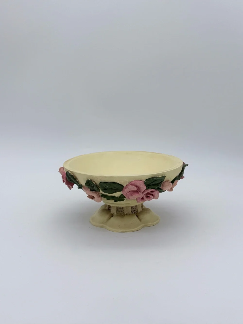 1990’s Vtg. Accents Pedestal Resin Rose Bowl Centerpiece Cottagecore Decor - NIB